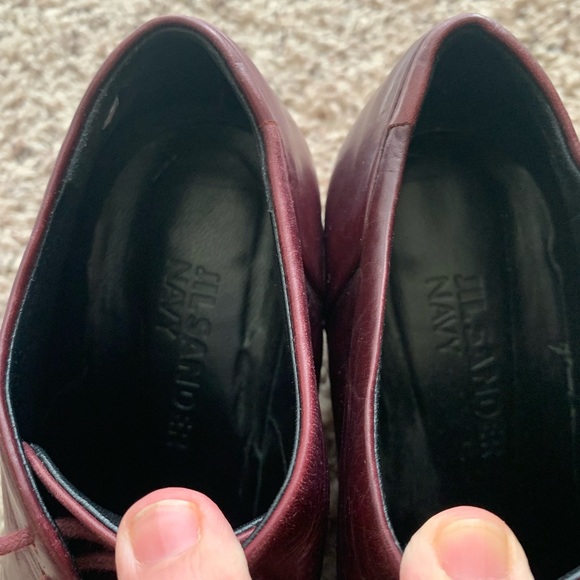 Jil Sander Navy Designer Block Heel Oxfords Shoe Laces Not Navy Color Academia - Picture 6 of 11